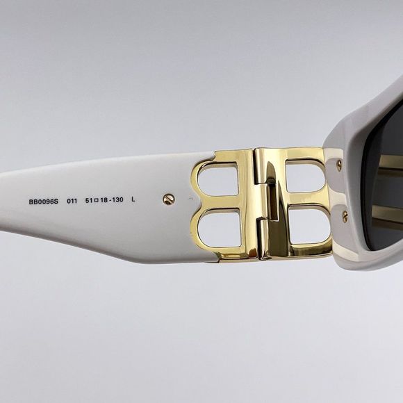Balenciaga  BB0096S 011 Sunglasses White Gold Logo Grey Square Unisex main image 10